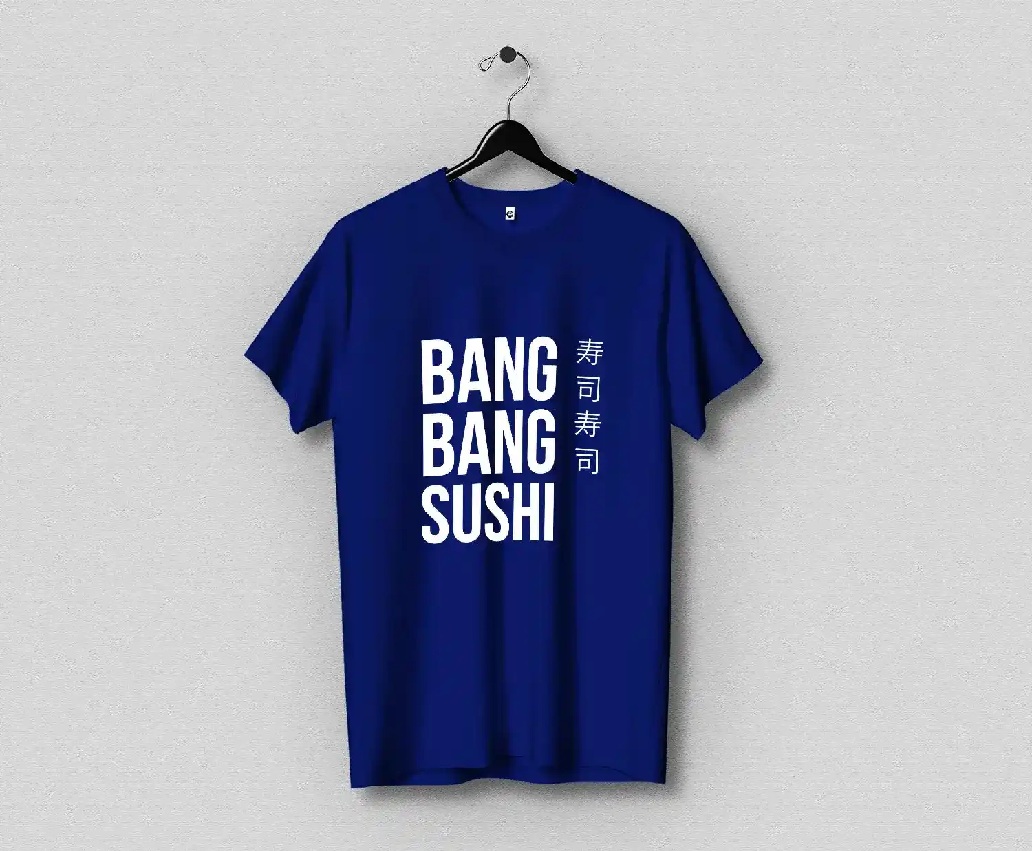 firmalogo på tøj eksempel med bang bang sushi